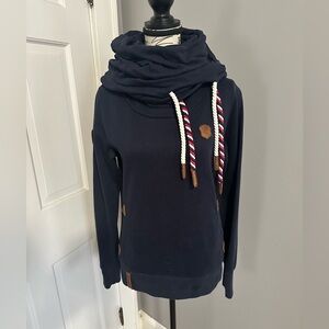 Medium Navy Blue Double Cowl Naketano Sweatshirt